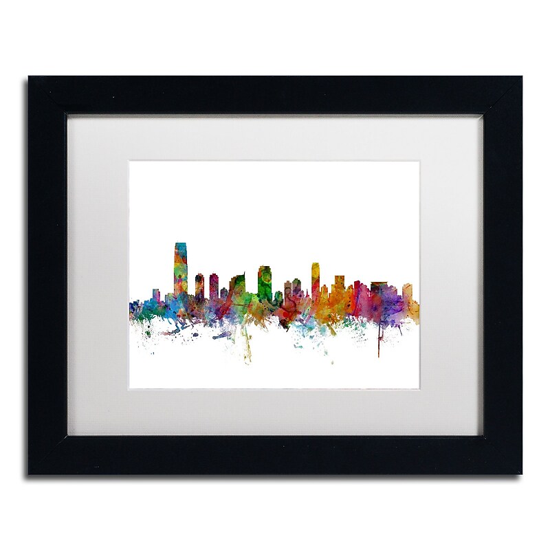 Trademark Fine Art ''Jersey City New Jersey Skyline'' by Michael Tompsett 11" x 14" Black Frame (MT0594-B1114MF) image 1