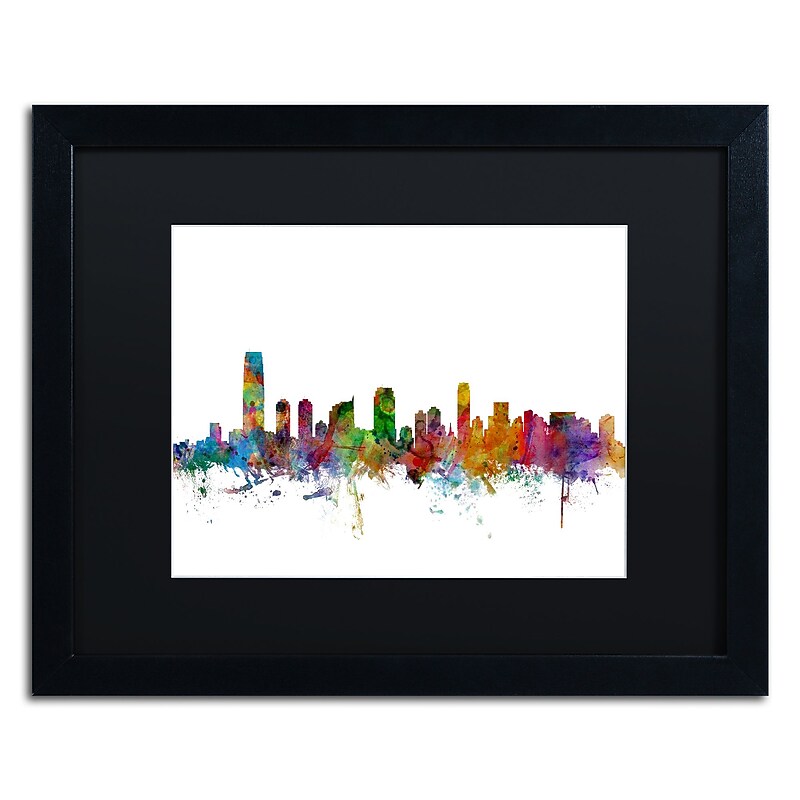 Trademark Fine Art ''Jersey City New Jersey Skyline'' by Michael Tompsett 16" x 20" Black Frame (MT0594-B1620BMF) image 1
