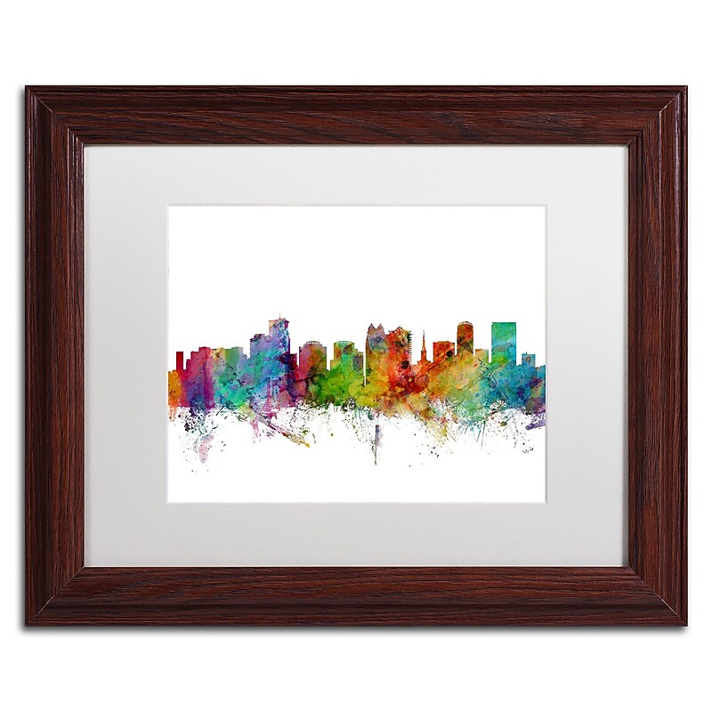 Trademark Fine Art ''Orlando Florida Skyline'' by Michael Tompsett 11" x 14" White Matted Wood Frame (MT0596-W1114MF) image 1