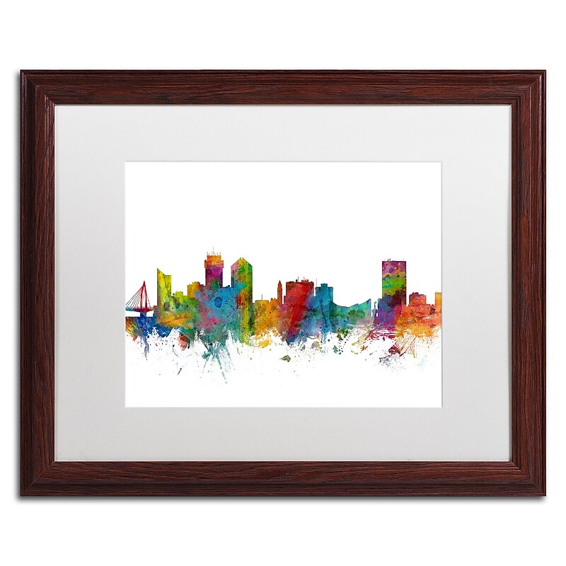 Trademark Fine Art ''Wichita Kansas Skyline'' by Michael Tompsett 16" x 20"  Wood Frame (MT0597-W1620MF) image 1