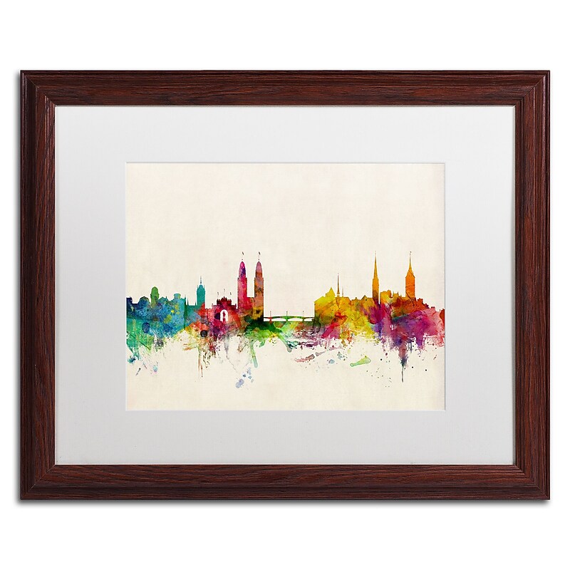 Trademark Fine Art ''Zurich Switzerland Skyline'' by Michael Tompsett 16" x 20"  Wood Frame (MT0604-W1620MF) image 1