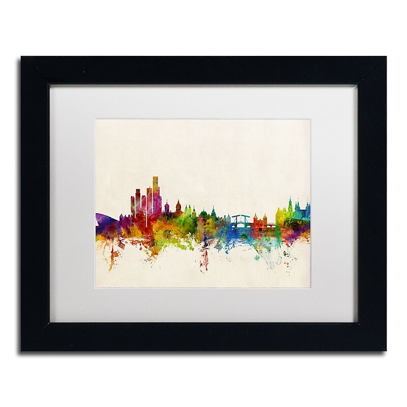 Trademark Fine Art ''Amsterdam The Netherlands Skyline'' by Michael Tompsett 11" x 14" Black Frame (MT0605-B1114MF) image 1