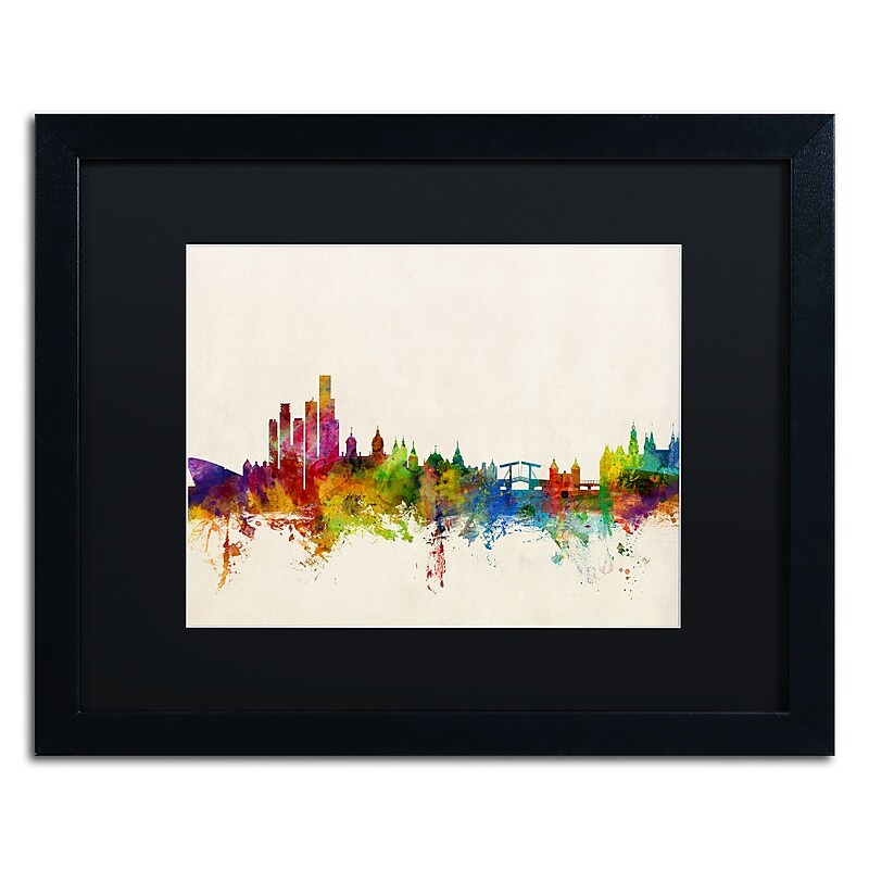 Trademark Fine Art ''Amsterdam The Netherlands Skyline'' by Michael Tompsett 16" x 20" Black Frame (MT0605-B1620BMF) image 1