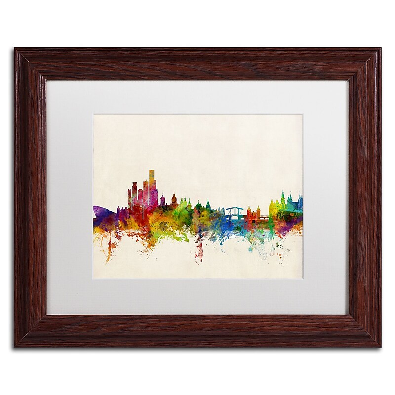 Trademark Fine Art ''Amsterdam The Netherlands Skyline'' by Michael Tompsett 11" x 14" Wood Frame (MT0605-W1114MF) image 1