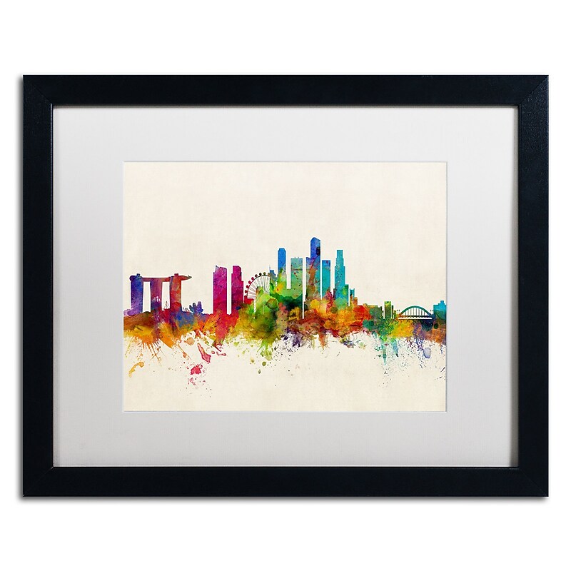 Trademark Fine Art ''Singapore Skyline'' by Michael Tompsett 16" x 20" White Matted Black Frame (MT0606-B1620MF) image 1