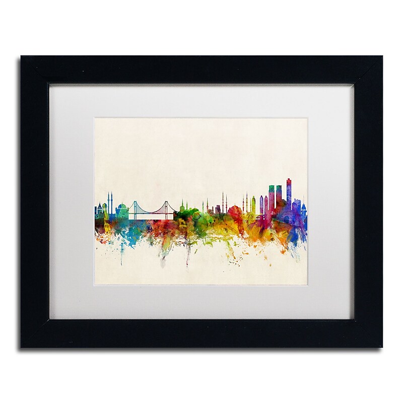 Trademark Fine Art ''Istanbul Turkey Skyline'' by Michael Tompsett 11" x 14" White Matted Black Frame (MT0607-B1114MF) image 1