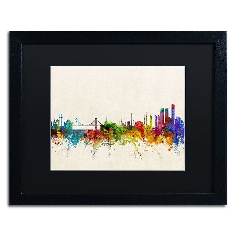 Trademark Fine Art ''Istanbul Turkey Skyline'' by Michael Tompsett 16" x 20" Black Matted Black Frame (MT0607-B1620BMF) image 1