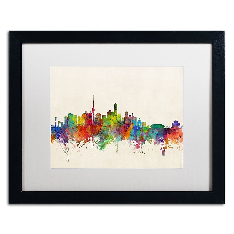 Trademark Fine Art ''Beijing China Skyline'' by Michael Tompsett 16" x 20" White Matted Black Frame (MT0608-B1620MF) image 1