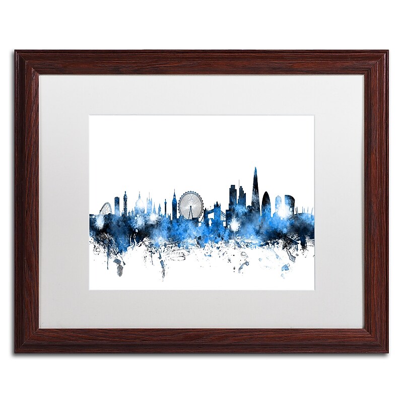 Trademark Fine Art ''London England Skyline'' by Michael Tompsett 16" x 20" White Matted Wood Frame (MT0613-W1620MF) image 1
