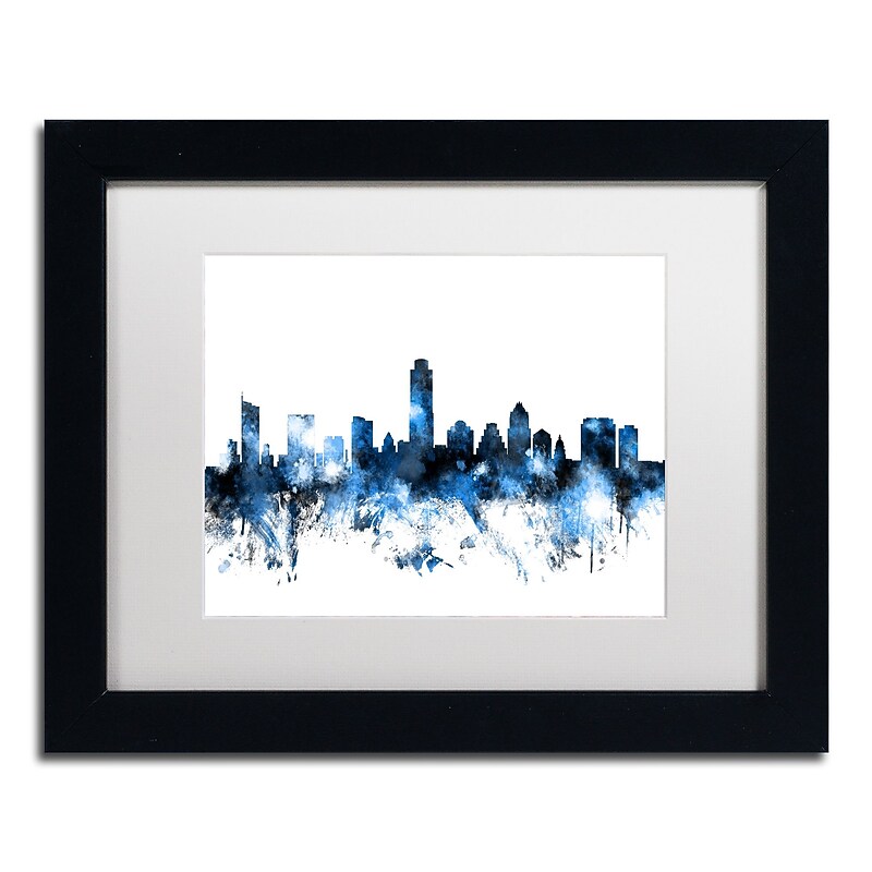 Trademark Fine Art ''Austin Texas Skyline II'' by Michael Tompsett 11" x 14" White Matted Black Frame (MT0614-B1114MF) image 1