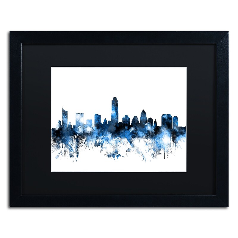 Trademark Fine Art ''Austin Texas Skyline II'' by Michael Tompsett 16" x 20" Black Matted Black Frame (MT0614-B1620BMF) image 1