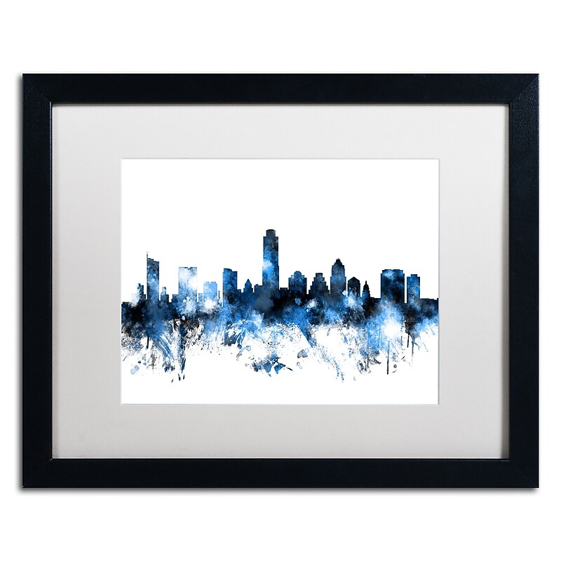 Trademark Fine Art ''Austin Texas Skyline II'' by Michael Tompsett 16" x 20" White Matted Black Frame (MT0614-B1620MF) image 1