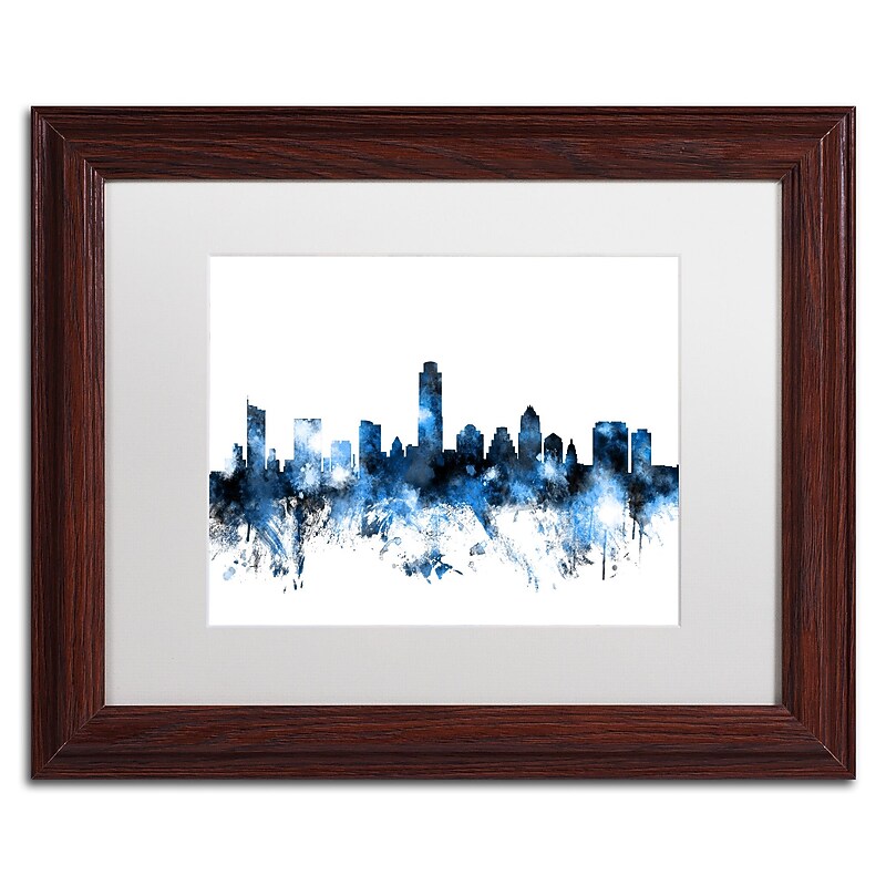 Trademark Fine Art ''Austin Texas Skyline II'' by Michael Tompsett 11" x 14" White Matted Wood Frame (MT0614-W1114MF) image 1