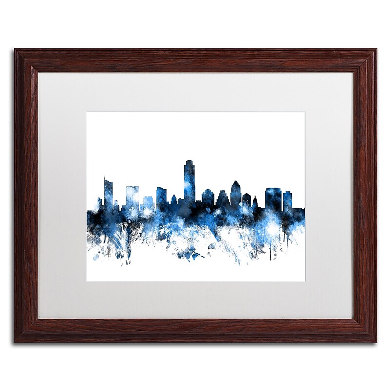 Trademark Fine Art ''Austin Texas Skyline II'' by Michael Tompsett 16" x 20" White Matted Wood Frame (MT0614-W1620MF) image 1