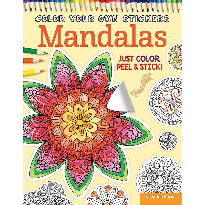 Design Originals Color Your Own Sticker: Mandalas, Softcover, Adult Coloring Book image 1