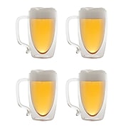 Starfrit Double-Wall Glass Beer Mugs, 17 Oz., Set of 4