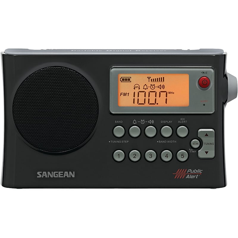 Sangean PR-D4W AM/FM/Weather Alert Portable Radio, Black image 1