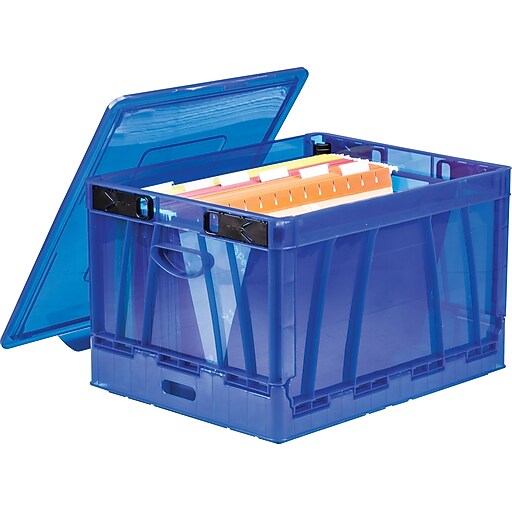 Storex Collapsible Crate, Letter/Legal, 2/CT, Blue (STX61804U02C) at