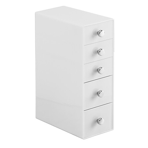 InterDesign Plastic 5Drawer Tower, White (39561) Staples