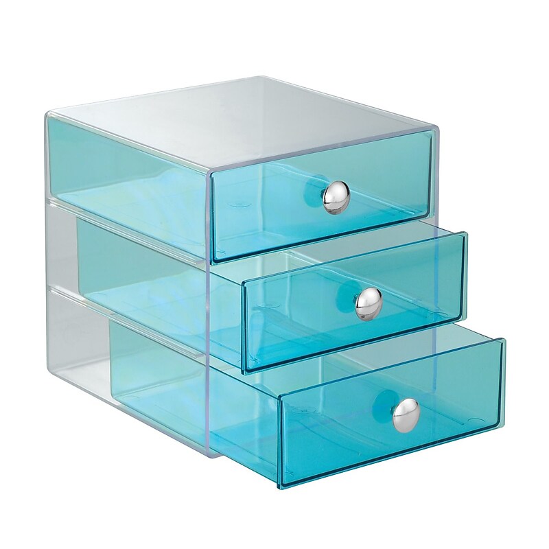 InterDesign 3-Drawer Plastic Organizer, Aqua (35372) image 1