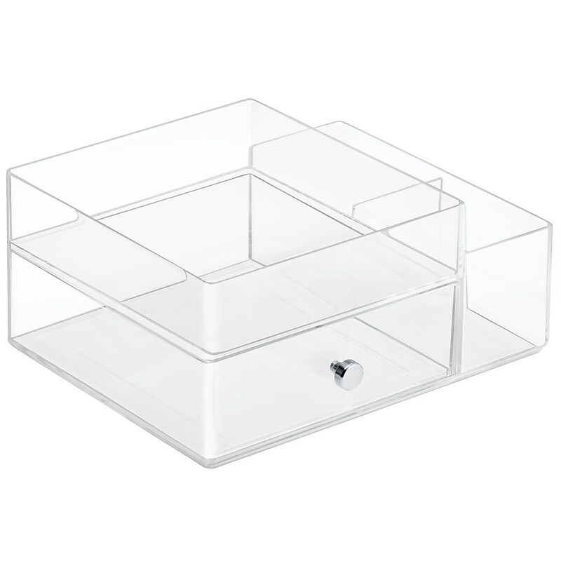 InterDesign Plastic Drawers with Side Organizer, Clear (39360) image 1