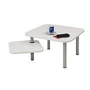 Alba Square Coffee Table with Rotating Tray; White (TBZOE1BC)