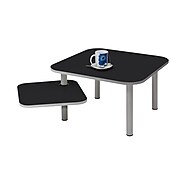 Alba Square Coffee Table with Rotating Tray; Black (TBZOE1N)