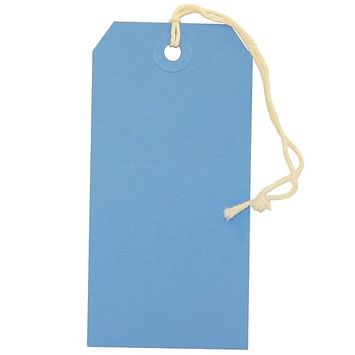 JAM Paper® Gift Tags with String, Medium, 2 3/8 x 4 3/4, Blue, 10/pack