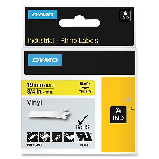 3PK Black on White 18482 Permanent IND Label Tape 3/8" for Dymo Rhino 5200 6000 