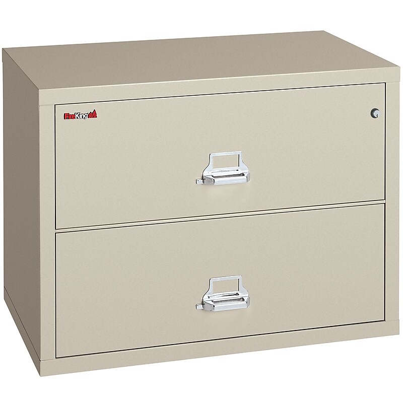 FireKing Classic 2-Drawer Lateral File Cabinet, Letter/Legal Size, Lockable, Fire Resistant, Parchment (23822CPA) image 1