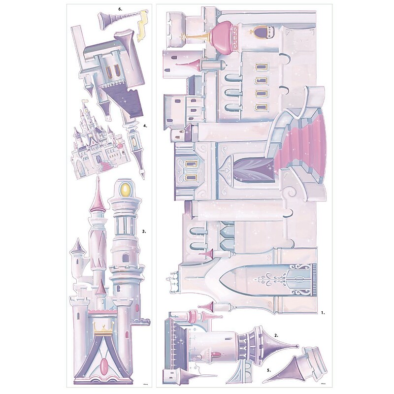 RoomMates® Disney Princess Castle Peel and Stick Giant Wall Decal with Glitter, 18" x 40", 9" x 40" image 1