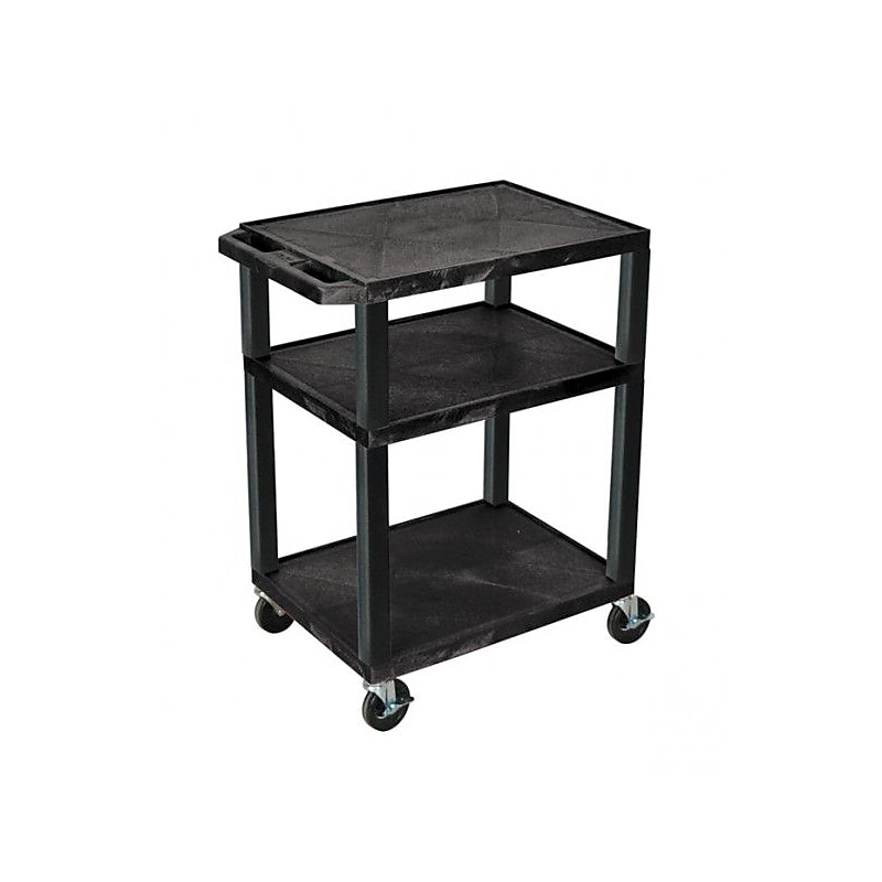 Luxor Tuffy 3-Shelf Polyethylene Mobile Utility Cart with Swivel Wheels, Black (WT34E) image 1