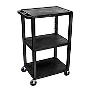 H Wilson® 42 1/2"(H) 3 Shelves Tuffy AV Cart W/Putty Legs & Electrical Attachment, Black