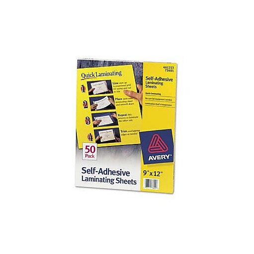 Avery SelfAdhesive Laminating Sheets, 3mil, Letter Size, 50/Pack