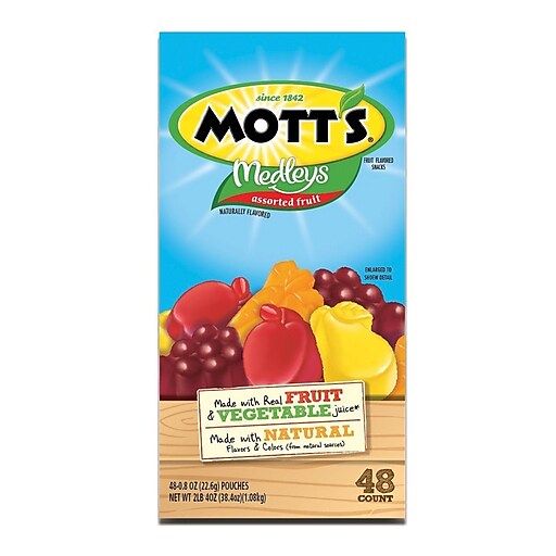 Mott's Medleys Gluten Free Assorted Fruit Snacks, 0.8 oz., 48 Packs/Box