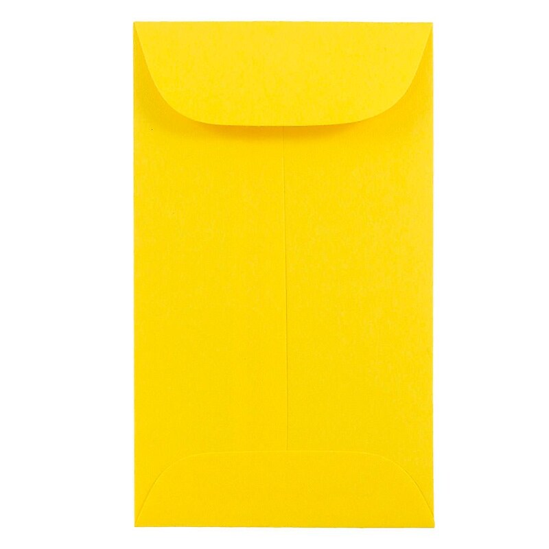JAM Paper #6 Coin Business Colored Envelopes, 3.375 x 6, Yellow Recycled, 100/Pack (356730557B) image 1