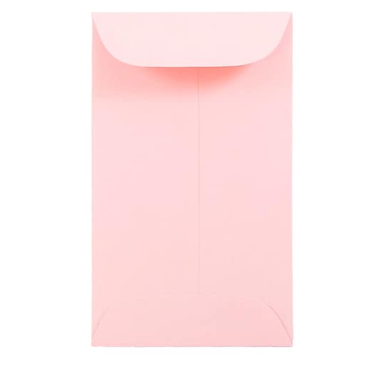 JAM Paper® 3 Coin Business Envelopes, 2.5 x 4.25, Baby Pink, 25/Pack