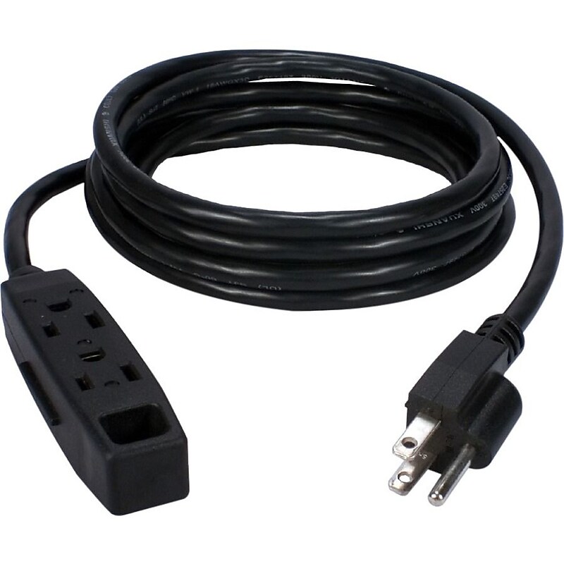 QVS 6' Extension Cord, 3-Outlet, Black (PC3PX-06) image 1