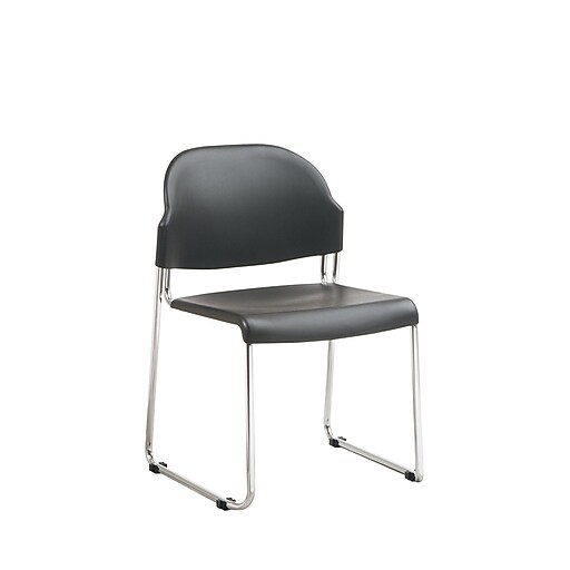 Work Smart STC Series Metal & Plastic Stacking Chair, Black at Staples