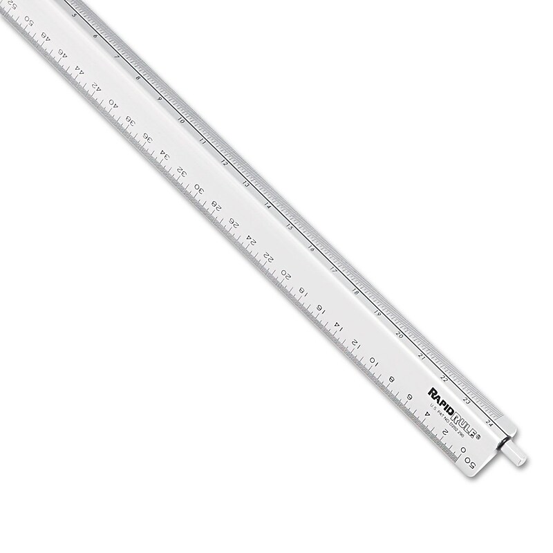 Chartpak® Adjustable Triangular Scale Aluminum Engineers Ruler, 12", Silver image 1