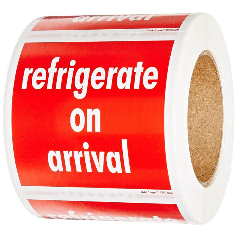 4 x 4" Refrigerate On Arrival (Red/White) Label image 1