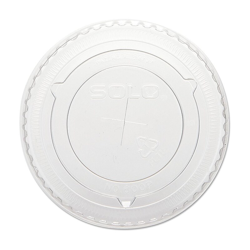Solo Straw Slot Plastic Cold Cup Lids, 10 oz., Clear, 100/Pack (600TS) image 1