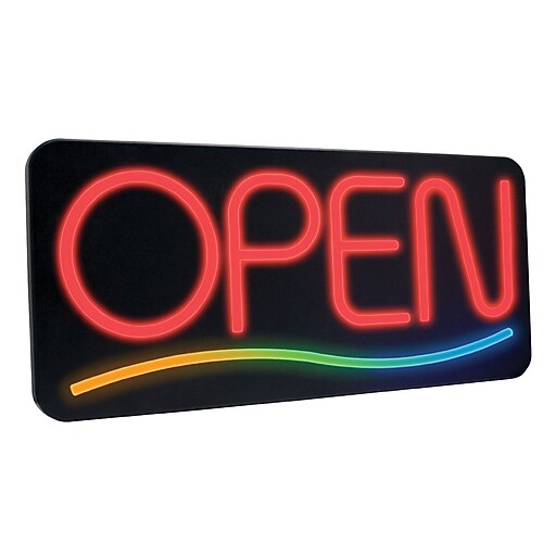 NEWON® Horizontal "OPEN" Sign with Wave Staples