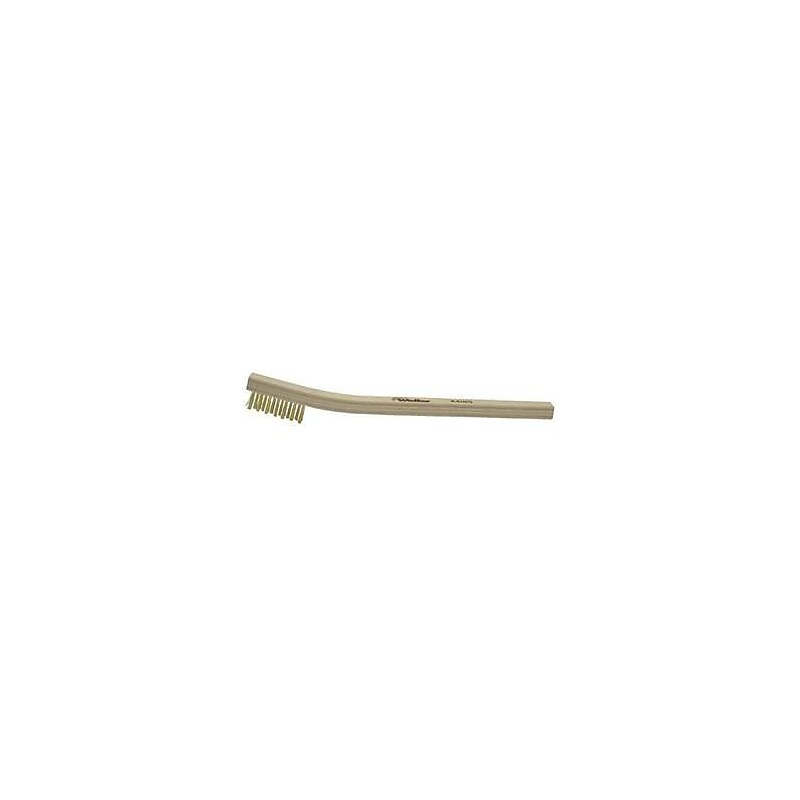 Weiler® Small Hand Scratch Brushes, 8 3/4" Block, Brass Bristles, Curved Handle image 1