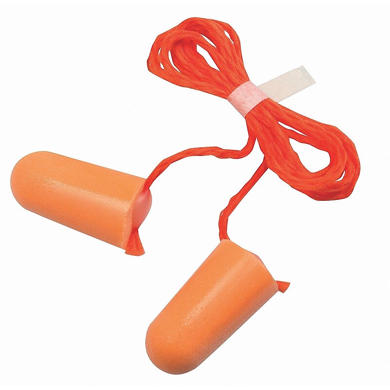 E-A-R Foam Corded Earplugs, NRR 29 dB, Orange, 100/Box (1110) image 1
