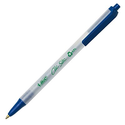 BIC Ecolutions Clic Stic Ballpoint Pens  78% Recycled Plastic  (1.0mm)  Blue  12-Count