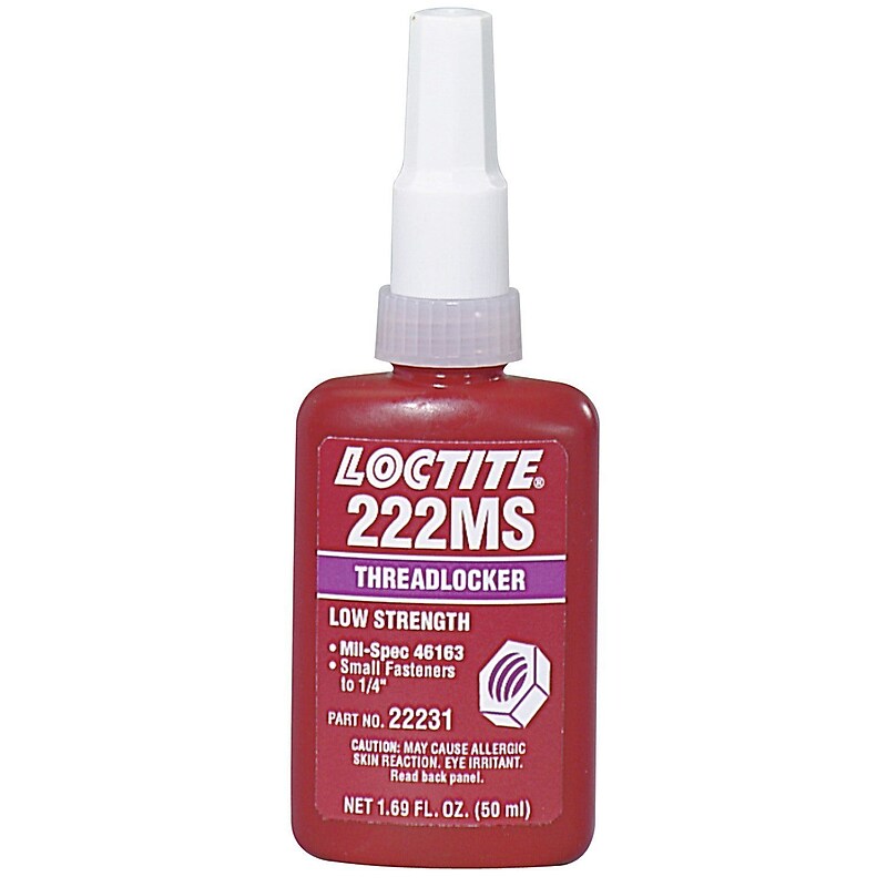 Loctite 222MS Threadlocker, Low Strength/Small Screw, Purple, 10mL (442-22221) image 1