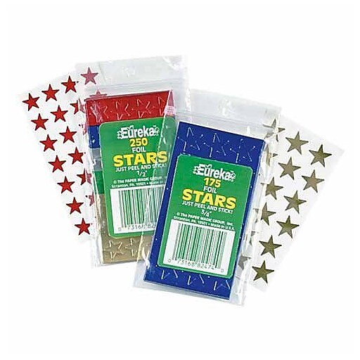 Eureka® Stars Stickers, 1/2", Red Foil (EU82462) at Staples