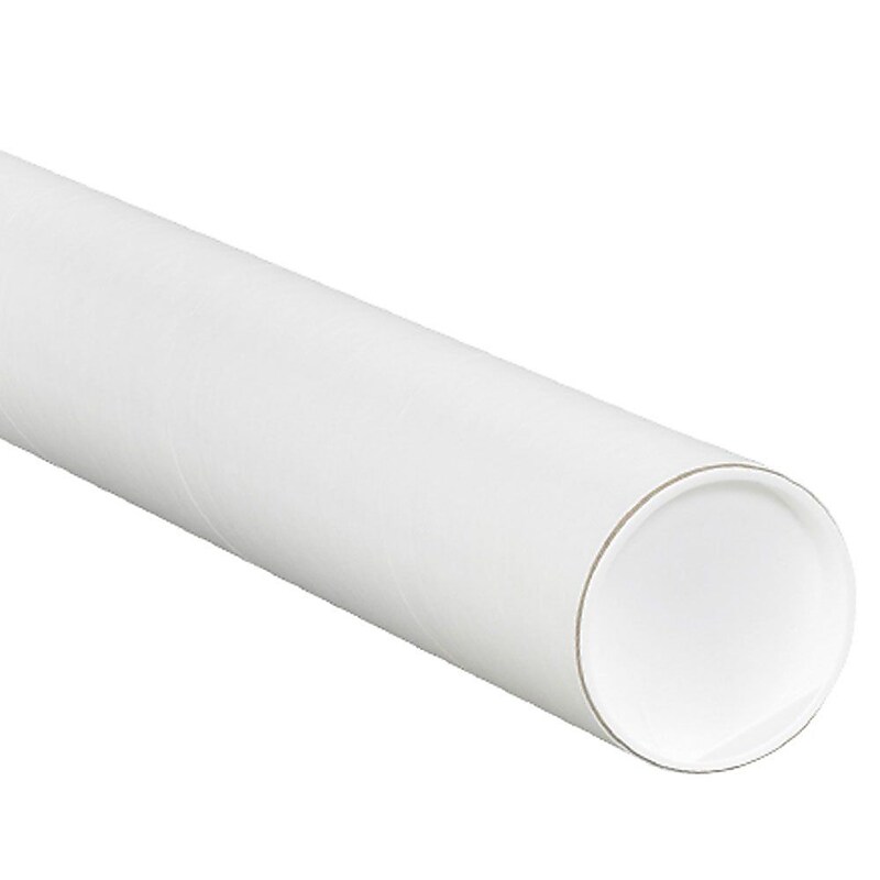 4" x 42" - White Mailing Tubes with Cap, 15/Case image 1