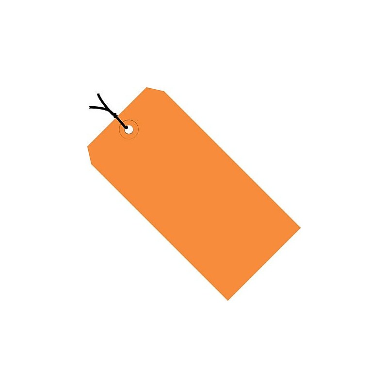 4 3/4" x 2 3/8" - Orange 13 Pt. Shipping Tags - Pre-Strung, 1000/Case image 1